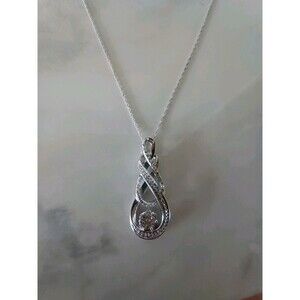 Zales Sterling Silver Infinity Pendant Gemstone Chain Necklace 18" -Discontinued